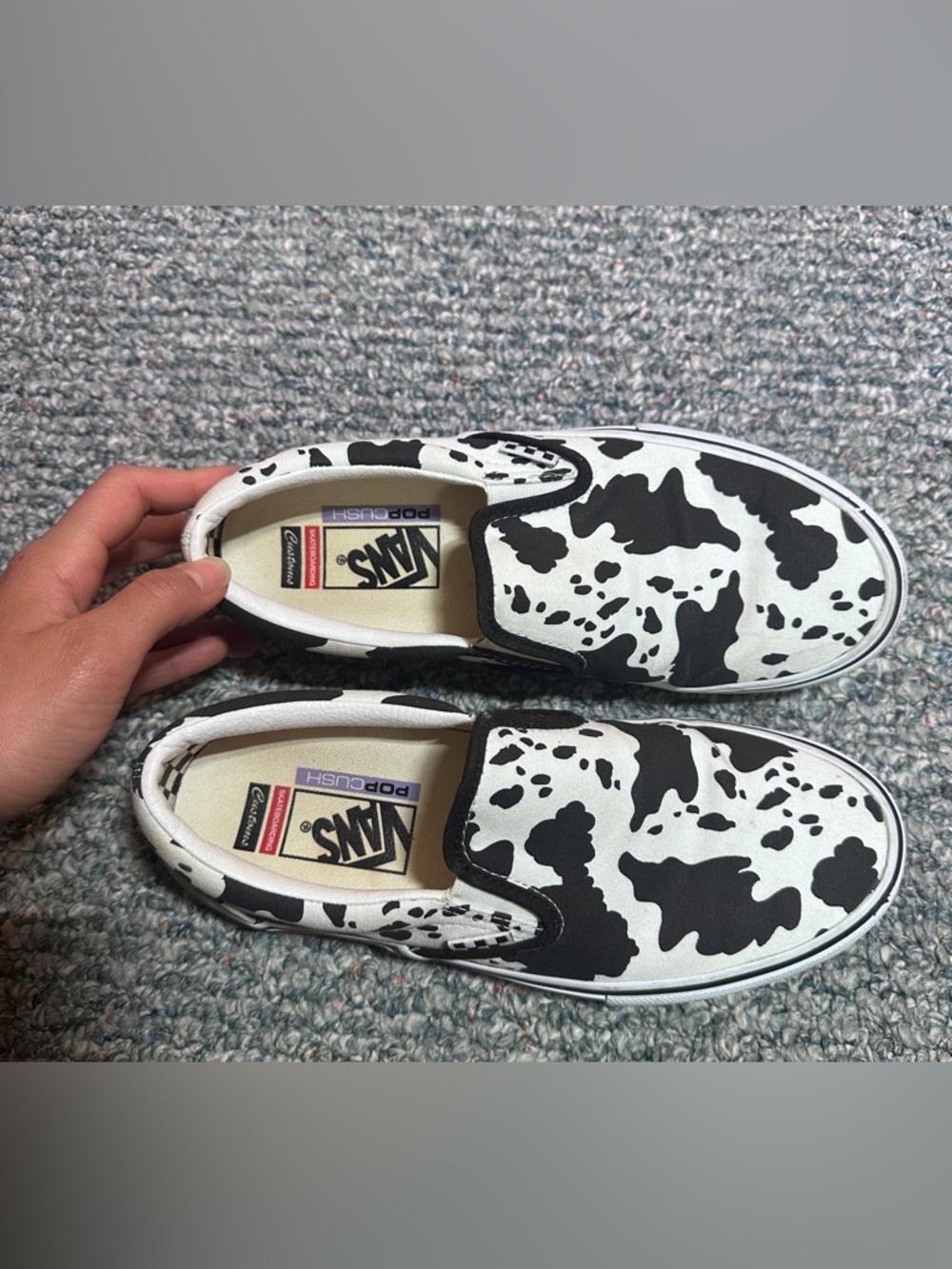 Vans Unisex Slip-On Sneakers in Black and White Cow Print - Picture 8 of 11